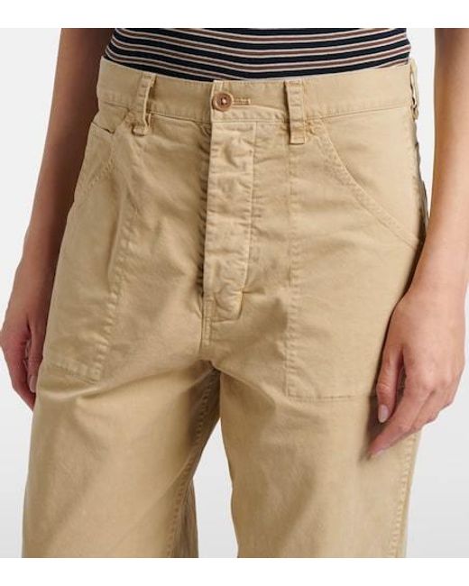 Nili Lotan Natural Whitney Cotton Wide-Leg Pants