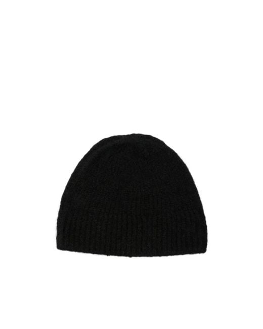 Dries Van Noten Black Ribbed Knit Hat for men