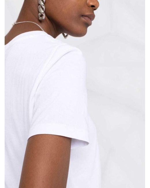 Emporio Armani White Plain Knit T-Shirt With Round Neck