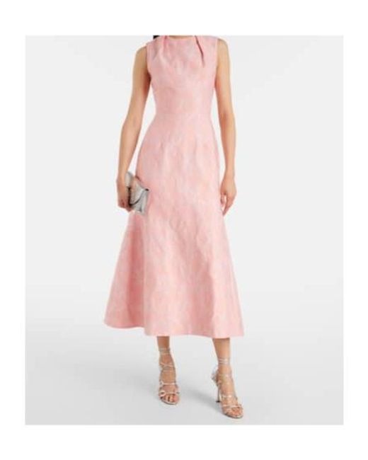 Emilia Wickstead Pink Kissa Jacquard Midi Dress
