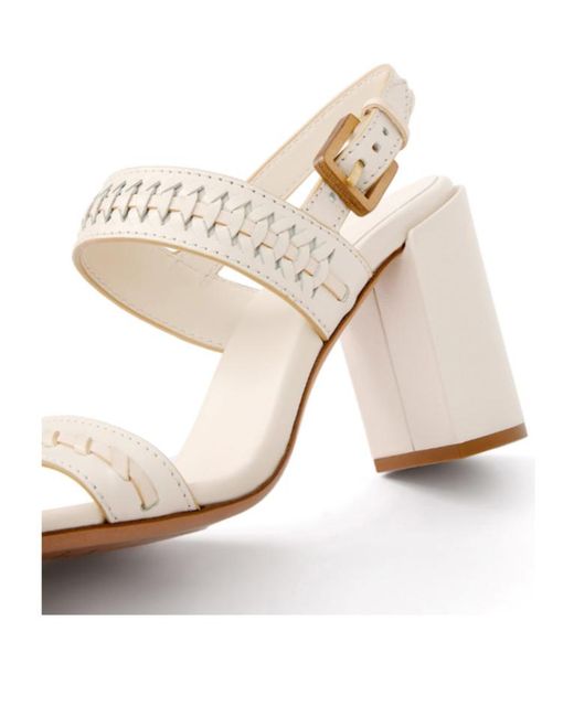 Zimmermann White Alchemy Woven-Strap Block-Heel Sandals