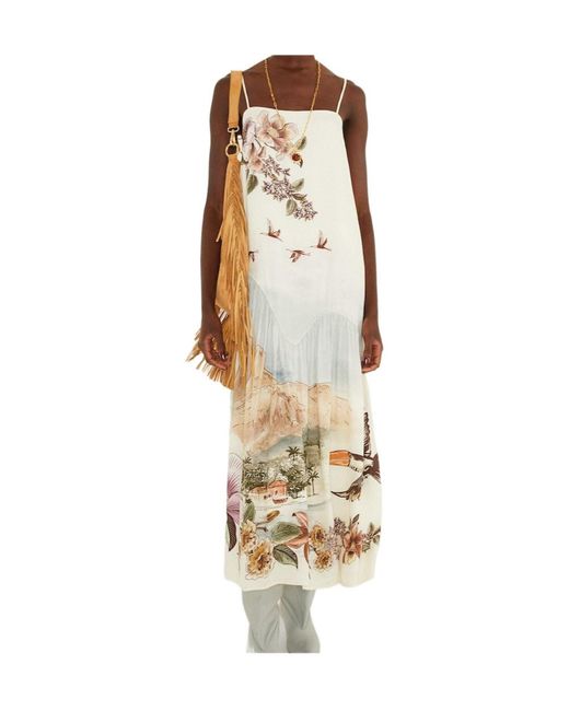 Farm Rio Metallic Toile De Rio Sleeveless Maxi Dress