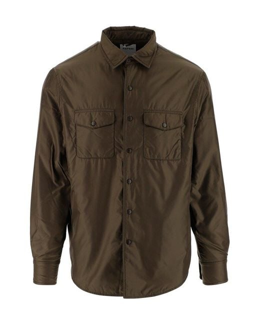 Aspesi Green Buttoned Utility Shirt Jacket for men