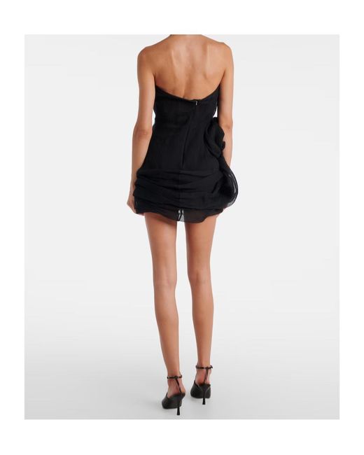 Magda Butrym Black Floral-Appliqué Tulle Corset Dress