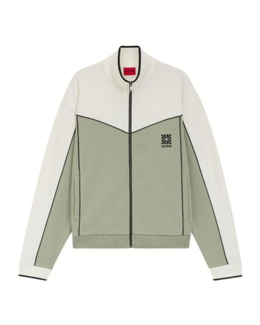 Boss Green Colour-Block Zip-Up Sweatshirt for men