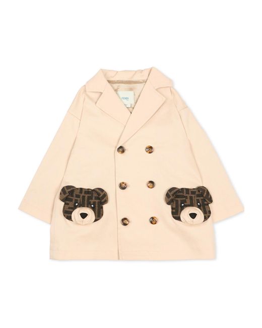 Fendi Natural Button Appliqued Coat