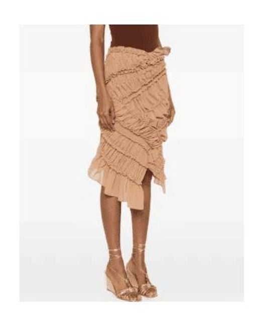 Magda Butrym Natural Midi Skirt With Ruffle Trim