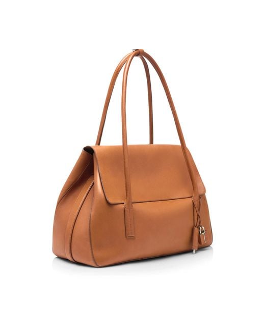 Tom Ford Brown Natural Leather Eclipse Large Shoulder Bag