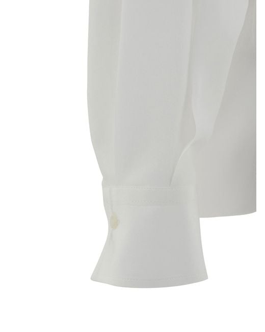 Brunello Cucinelli Gray V-Neck Blouse