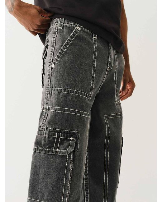 True Religion Black Baggy Big T Cargo Jean for men