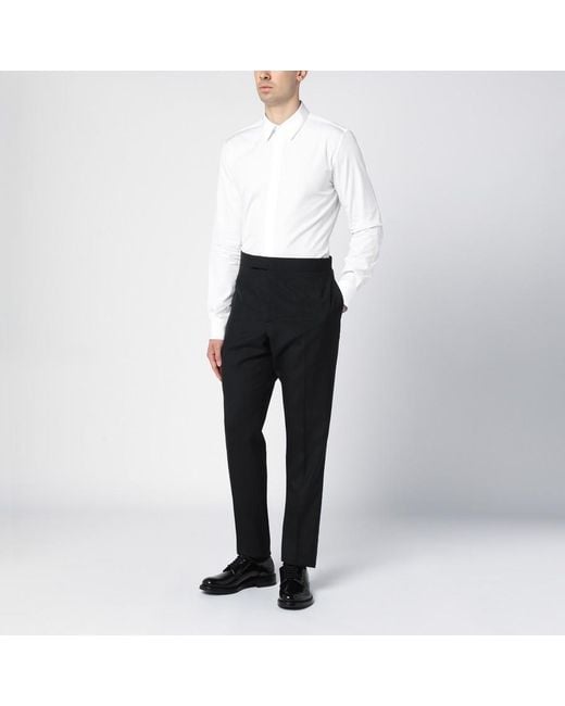 Thom Browne Black Mid-Waisted Skinny Trousers for men