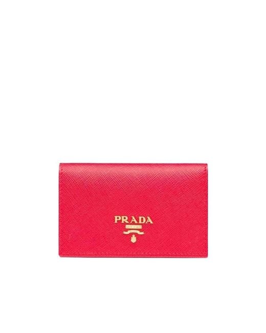 Prada Pink Saffiano Leather Card Holder