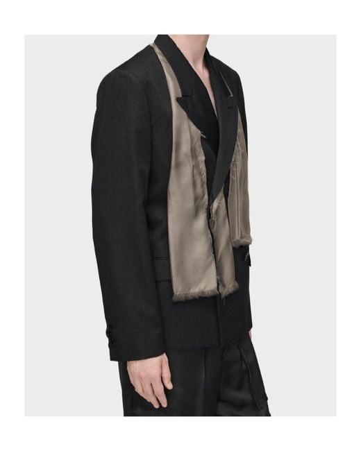 Maison Margiela Men's Black Scarf-Panel Blazer