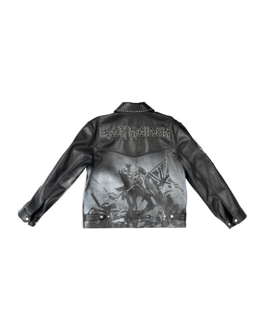 Represent Black X Iron Maiden Trooper Leather Jacket for men