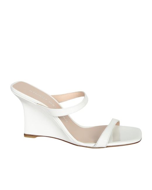 Stuart Weitzman White Square-Toe High-Heeled Sandals