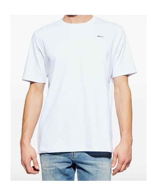 DIESEL White T-Adjust-Met Logo Lettering Crewneck T-Shirt for men