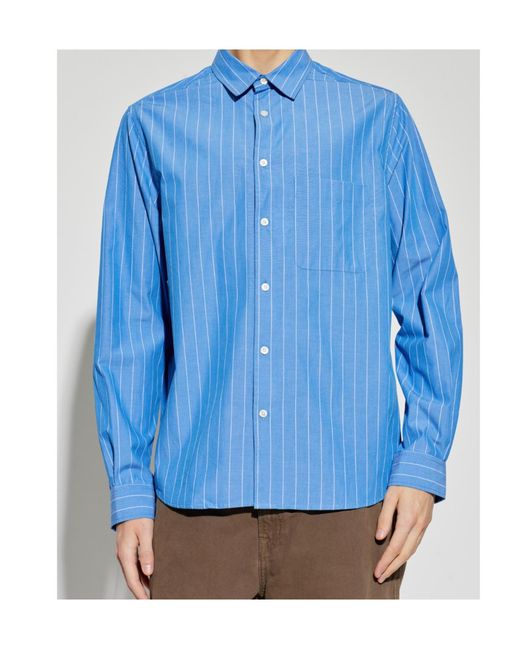 Samsøe & Samsøe Blue Striped-Pattern Shirt for men