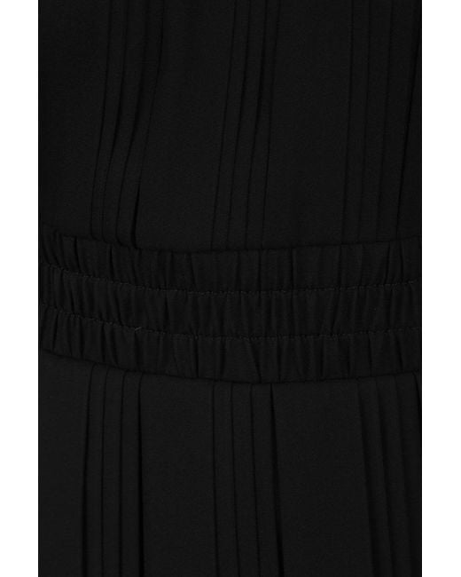 Prada Black Logo Plaque Long Sleeved Pleated Playsuit