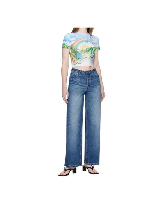 Casablanca Blue Printed Short-Sleeved T-Shirt