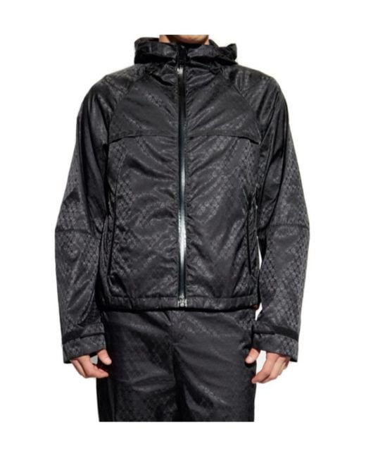 McQueen Black Allover Skull Jacquard Hooded Jacket for men
