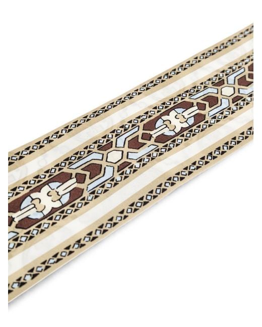 Tory Burch White Logo-Print Silk Scarf