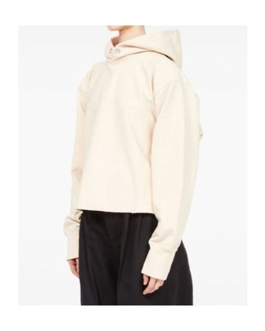 Maison Margiela Natural Logo Detailed Raw-Cut Hem Hoodie