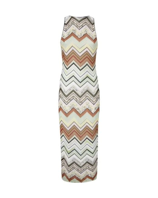 Missoni White Chevron Knit Midi Dress