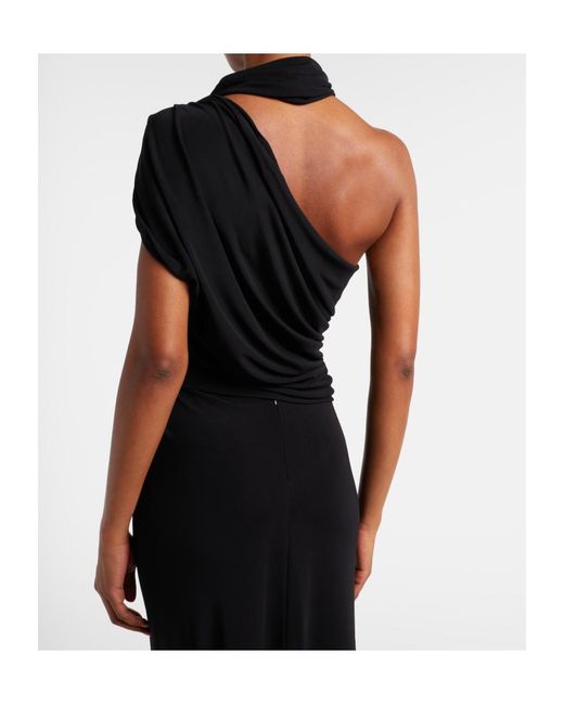 Christopher Esber Black Embellished Draped Jersey Top