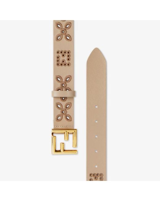Fendi White Ff Buckle Openwork Embroidered Belt