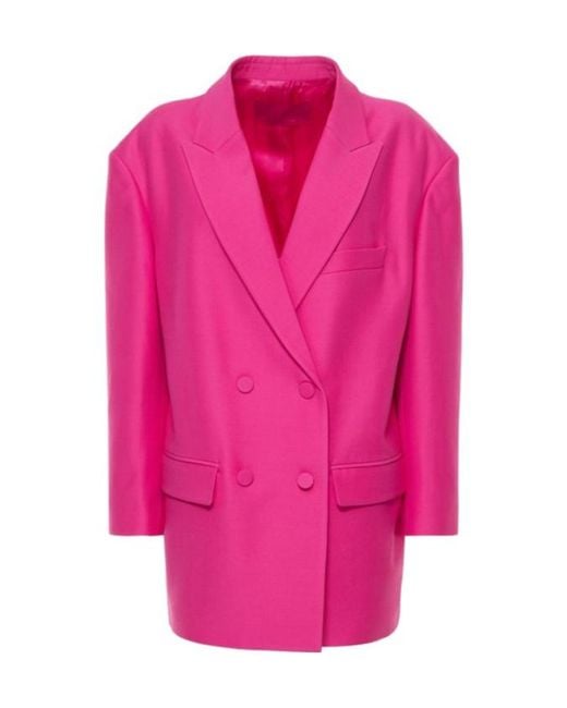 Valentino Pink Oversize Wool Silk Crepe Blazer