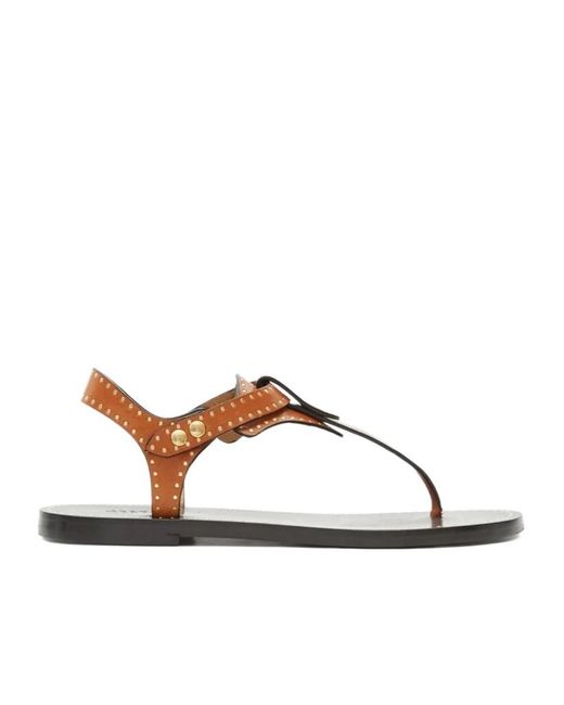 Isabel Marant Brown Jooni Thong Strapped Flat Sandals