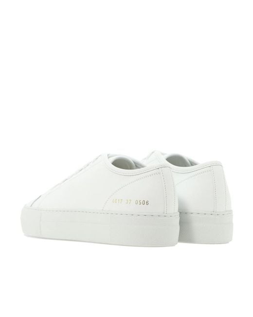 Common Projects White Logo Sports Shoes With Thick Soles And Low Uppers