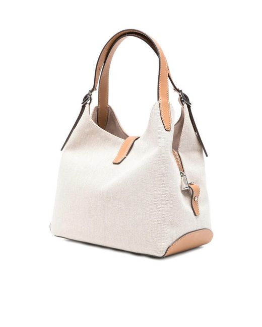 Kate Spade Gray Leather-Trim Canvas Tote Bag