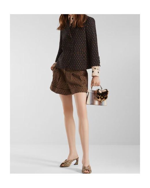 Fendi Black Double Breasted Falena Dots Printed Jacket