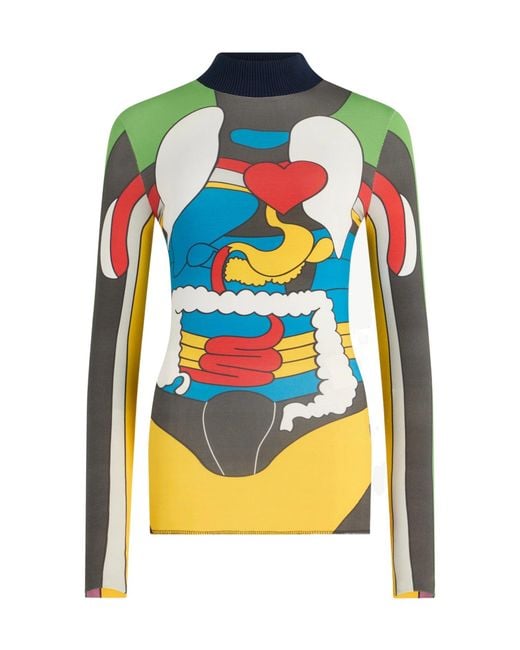 Jean Paul Gaultier Gray Printed Long-Sleeved Top