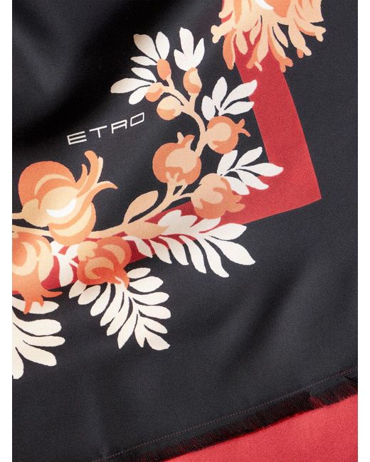 Etro Red Floral Printed Square Scarf