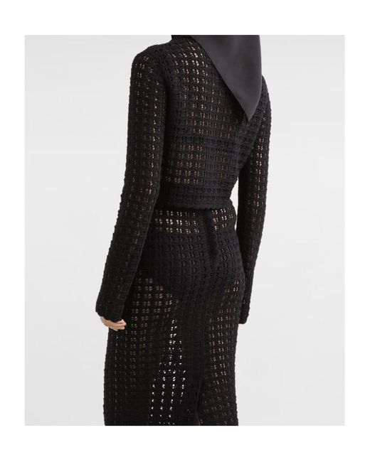 Dolce & Gabbana Black Double-Breasted Crochet Jacket