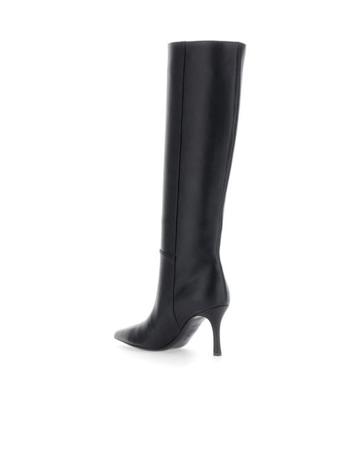 Pollini Black Pointed-Toe Tall Boots