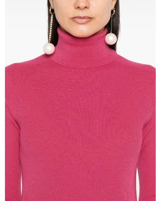 Balmain Pink Logo-Plaque Jumper