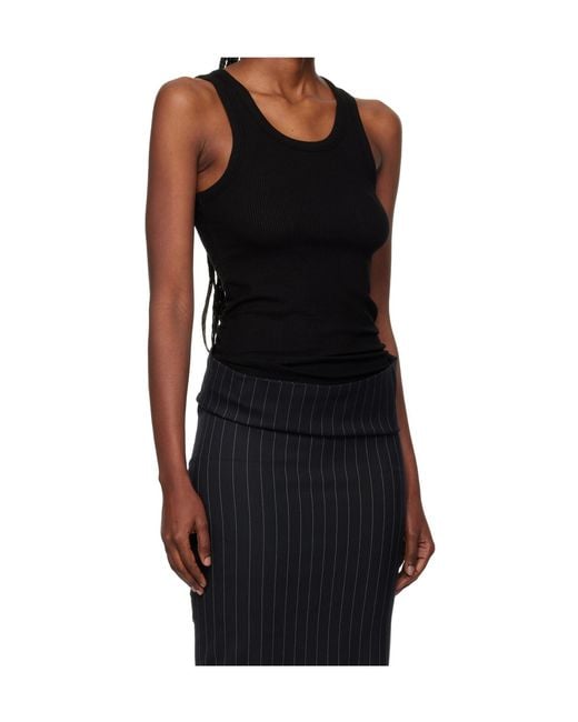 Mugler Black Ribbed Tank Top