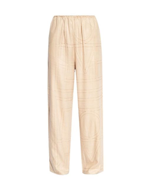 Totême  Natural Totême Monogram Flannel Straight Leg Trousers