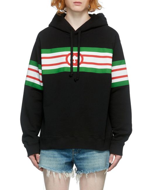 Gucci Green Interlocking G Print Hooded Sweatshirt for men