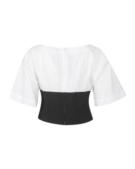 Jonathan Simkhai White Panelled Sweetheart-Neck Top