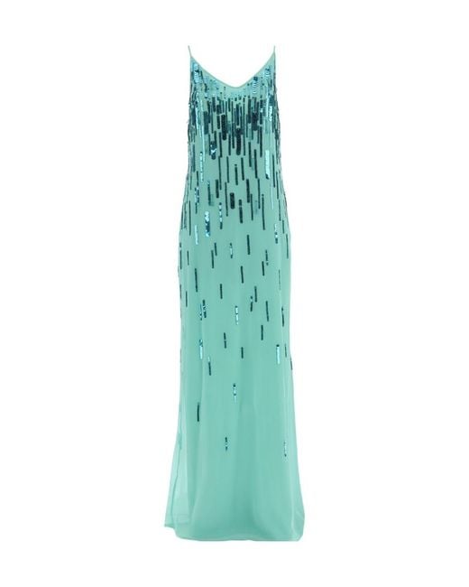 Amen Green Embellished V-Neck Dresses