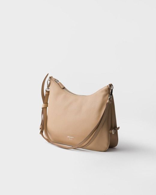 Prada Natural Fold Large Leather Shoulder Bag