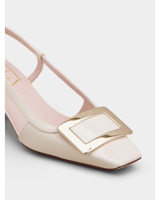 Roger Vivier Natural Belle Vivier Buckle Slingback Pumps
