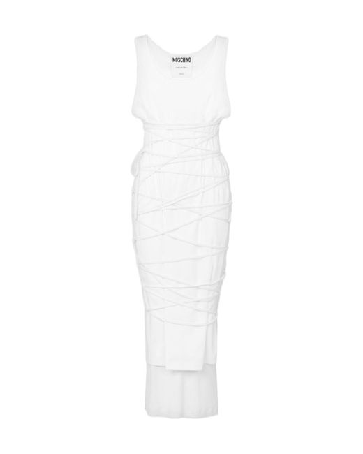 Moschino White Lace Stretch Dress
