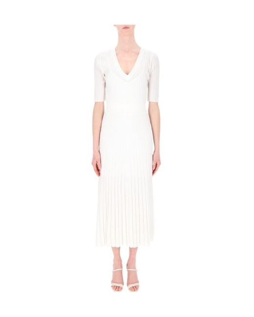 P.A.R.O.S.H. White V-Neck Dress
