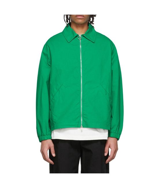 Jil Sander Green Zip-Up Cotton Jacket for men