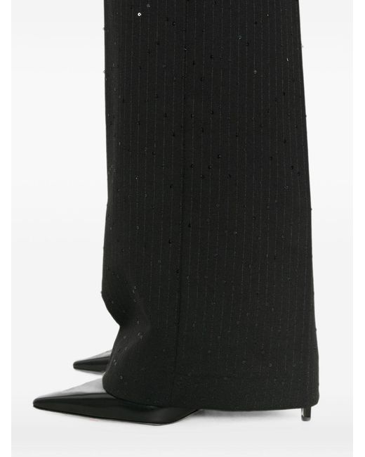 ERMANNO FIRENZE Black Striped-Detail Casual Trousers